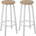 Produktbild: WOLTU 2er-Set Barhocker Barstuhl Bistrohocker Tresenhocker runde Sitzfläche aus MDF Gestell aus Metall Hell Eiche