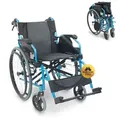Produktbild: Rollstuhl Faltbar Aluminium Klappbarer Rollstuhl Leicht Manuell Mit Bremsen Klappbare und geteilte Rückenlehne Faltrollstuhl Blau Bolonia Mobiclinic