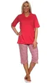 Produktbild: Normann Cooler Damen Capri Pyjama mit 3/4 Capri Shorts, Schlafanzug im Ethno-Style, Farbe:rot, Größe:44-46