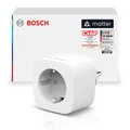 Produktbild: Bosch Smart Home Zwischenstecker kompakt [+M], smarte Steckdose, App steuerbar mit Energiesparfunktion, flexible Nutzung im Bosch Smart Home System oder herstellerübergreifend in Matter Systemen