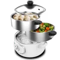Produktbild: Elektrischer Dampfgarer Vapovita Steelpot Weiß. Leistung 1300W, Edelstahlbehä...