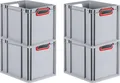 Produktbild: SuperSparSet 4x Eurobox NextGen Color | HxBxT 32x30x40cm | 30 Liter | Griffe rot offen | Glatter Boden | Eurobehälter, Transportbox, Transportbehälter, Stapelbehälter