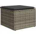 Produktbild: Gartenhocker mit Kissen Grau 55x55x37 cm Poly Rattan Vidaxl