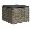 Produktbild: vidaXL Hocker Gartenhocker mit Kissen Grau 55x55x37 cm Poly Rattan (1 St)