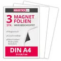 Produktbild: 3er Set Magnet-Folie in DIN A4 I magnetisch, weiß beschichtet I permanent beschreibbar I individuell zuschneidbar I zum erstellen von Magneten I für KFZ Auto LKW I Lager-Schild I Tür-Schild I mag112