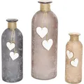 Produktbild: Frank-Flechtwaren Vase Herzchen, Glas , 3er Set, grau braun beige, Solifleur, Höhe 16cm, 20cm, 26cm, 3 Stück