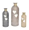 Produktbild: Vase Herz (3 Set) Glasvase beige, H: 16 /20 /26 cm, schöne Vase im Landhaus Stil