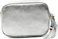 Produktbild: Florence Leder Tasche Damen Umhängetasche silber metallic 21x6x16cm inklusive Italien Flagge D2OTF811J