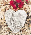 Produktbild: Radami Grabherz Spruch - Ich vermisse Dich - Grabschmuck Dekoherz Steinguss Herz Rose hell