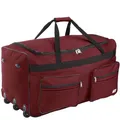 Produktbild: DEUBA Reisetasche | mit Trolleyfunktion | Rollen mit Kugellager | Teleskopgriff | abschließbar -【Farb-und Größenauswahl】 Sporttasche Reisetrolley Gepäcktasche, Rot, 160L = 85 x 43 x 44 cm (LxBxH)