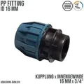 Produktbild: 16 mm x 3/4 PE PP Fitting Klemm Verbinder Verschraubung Muffe Rohr Kupplung x I...