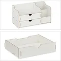 Produktbild: Relaxdays Schreibtisch Organizer mit Schubladen MDF Weiß 17 cm x 33 cm x 19 cm 1 kg