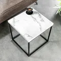 Produktbild: riess-ambiente Moderner Beistelltisch ARCHITECTURE 45cm weiß Marmor-Design Metallgestell Couchtisch Tisch