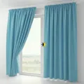 Produktbild: BEAUTEX 2er Set Kräuselband Verdunkelungsvorhang mit U-Band, Gardinen abdunkelnd und Blickdicht (B=140 cm, H=145 cm, Himmelblau)