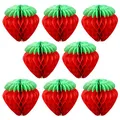 Produktbild: TSHAOUN 8 Stücke Erdbeer Wabenball Erdbeer Party Deko Geburtstagsdeko Hawaii Party Deko Kugel aus Erdbeer Papier Deko Set für Geburtstag, Weihnachten, Hochzeit, Garten, Schwimmbad (Rot)