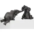 Produktbild: Moritz Deko Elefanten Figur Set aus schwarzem Resin - 2er-Set Elefanten-Figuren mit Rüsselspiel - 40 x 12 x 25 cm und 20 x 21 cm - Tierfiguren modern Regal
