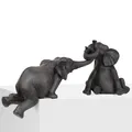 Produktbild: Deko Elefanten 2er-Set schwarz Resin ca. 58 x 25 x 21 cm Tierfigur für Regal
