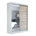 Produktbild: A&J MöbelLand GmbH Schiebetürenschrank GAP 160 cm mit Spiegel (nur für kurze Zeit! TOP ANGEBOT! Geräumiger Schrank mit viel Stauraum:6 Regalen und 1 Kleiderstange – -ideal zur Aufbewahrung von Kleidung und Accessoires. TOP PRODUKT! Farbe und Größe (120 cm, 160 cm, 180 cm) zur Auswahl -wählen Sie das ideale Modell für Ihr Schlafzimmer!, Kleiderschrank mit Regalen)