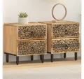 Produktbild: vidaXL Nachttisch Nachttische 2 Stk 40x33x46 cm Massivholz Mango Nachtschrank Konsole Be