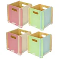Produktbild: HMF Aufbewahrungsbox aus Holz zum Zusammenstecken | 4er Set | passend für Bücherregale | 25 x 25 x 25 cm | Mehrfarbig