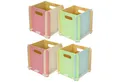 Produktbild: HMF Aufbewahrungsbox Praktische Spielzeugkiste aus Holz zum Zusammenstecken (4 St), Holzbox passend für Bücherregale, 25 x 25 x 25 cm, Mehrfarbig