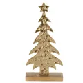 Produktbild: EGLO LIVING Deko Baum Baliguian, Weihnachtsdeko Wohnzimmer, Tischdeko Weihnachten aus Holz in Natur und Metall in Gold, Adventsdeko Fensterbank, 31 x 14,5 cm