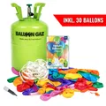 Produktbild: Helium Gas Ballongas mit 30 Luftballons Heliumflasche Folienballons für Party