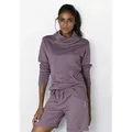 Produktbild: Longsweatshirt BENCH. LOUNGEWEAR, Damen, Gr. 36/38, lila (mauve, meliert), Sweatware, Obermaterial: 60% Baumwolle, 40% Polyester, meliert, unifarben, Basic, Basic hüftbedeckend, ohne Ausschnitt, breiter Bund, Sweatshirts, mit Stehkragen in Layeroptik und Kängurutasche, Loungewear