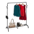 Produktbild: Relaxdays Kleiderständer Metall, Ablage, 6 Haken, Kleiderstange Schlafzimmer, HBT: 145x132x44 cm, freistehend, schwarz
