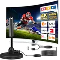 Produktbild: DVB-T2 Antenne mit Verstärker für Innen – Zimmerantenne für Fernseher, DVB-T/T2, TV Antenne 4K UHD Full HD, 360° Empfang bis 500 km, kostenlose Sender