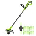 Produktbild: Greenworks 24V Akku-Rasentrimmer, 30 cm Schnittbreite, 90° Dreh- und Neigbarer Motorkopf, inkl. Fadenspule & 20 Kunststoffklingen, ohne Akku & Ladegerät, 3 Jahre Produkt Garantie