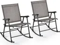 Produktbild: COSTWAY 2er Set Schaukelstühle klappbar mit atmungsaktivem Sitzstoff, Gartenstühle