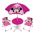 Produktbild: ARDITEX WD16123 Tisch-Set (50 x 50 x 48 cm), 2 Stühle (38 x 32 x 53 cm) und Sonnenschirm (Durchmesser 110 cm) von Disney-Minnie