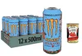 Produktbild: 24x Monster Energy Mango Loco - koffeinhaltiger Energy Drink mit tropischem Fruchtgeschmack aus Mango, Guave und Ananas 500ml + Italian Gourmet polpa 400g