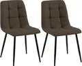 Produktbild: CLP 2er Set Esszimmerstuhl Tilde, Küchenstühle gepolstert mit gestepptem Bezug, Polsterstühle mit Metallgestell, bis 150 kg belastbar, Farbe:braun, Material:Stoff