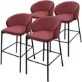 Produktbild: ML-Design Barhocker 4Er Set Rot 76 cm Hoch mit Stoffbezug