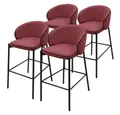 Produktbild: ML-DESIGN Barhocker Gepolsterter Barstuhl mit Metallgestell Rückenlehne und Fußstütze (4 St), Bistrohocker 4er Set Rot Stoffbezug Tresenhocker Küchenhocker