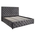 Produktbild: Riess Ambiente Boxbett Paris - 180x200cm - grau - Samt Stauraum Chesterfield Design Bettkasten Bett mit Rückenlehne