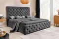 Produktbild: riess-ambiente Boxbett PARIS 180x200cm grau · Kingsize-Bett mit Stauraum aus Samt (Einzelartikel, 1-St), Chesterfield-Design · inkl. Lattenrost und Bettkasten