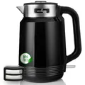 Produktbild: LEHMANN Elektrischer Wasserkocher Edelstahl 2L, 2200W, Schnelles Aufheizen, Doppelwand Design, Abschaltautomatik und Überhitzungsschutz, BPA-frei, Ideal für Großfamilien oder Büros, Schwarz