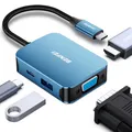 Produktbild: BENFEI USB C HUB 4in1,USB C Multiport-Adapter mit 4K HDMI/ 1080P VGA/ 5Gbps USB 3.0 Data Port/Typ C 60W Power Delivery, kompatibel für iPhone 15 Pro/Max MacBook Pro/Ai iPad Pro iMac Galaxy S23, Blau