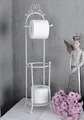 Produktbild: Toilettenpapierhalter Landhausstil Weiss Metall Shabby Chic WC Rollenhalter Antik Look L Hotel Paris Vintage Bad Deko 71 cm