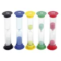 Produktbild: EDUPLAY 120-048 Sanduhren Set, klein 9cm hoch, mehrfarbig, 5-teilig (1 Set)