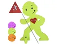 Produktbild: StreetBuddy - Warnfigur mit Fahne, reflektierender Warnaufsteller für Kindersicherheit - Achtung langsam Fahren - Vorsicht spielende Kinder - Schild Autofahrer Warnung (Grün)