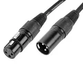 Produktbild: CASCHA Premium Mikrofonkabel XLR Buchse auf XLR Stecker (1m, Schwarz) - Audio Microphone Cable
