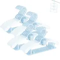 Produktbild: HGYZE Babykleiderbügel Antirutsch 20 Stück, 29-37cm Ausziehbare Kinderkleiderbügel mit Hosenständer, Kunststoff & Stapelbare Mitwachsende Hangers Ideal für Strampler und Kinderbekleidung, Blau + Weiß