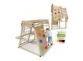 Produktbild: Juskys Mini Klettergerüst für Kinder - Indoor Spielplatz mit Rutsche, Kletterwand & Turnringe Natur