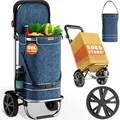 Produktbild: MONZANA® 3in1 Einkaufstrolley 56L bis 50 kg klappbar abnehmbare Tasche Handwagen Einkaufswagen Einkaufshilfe Roller Blau - Blau