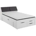 Produktbild: Boxxx Stauraumbett, Weiß, Holzwerkstoff, 5 Schublade(n) Schubladen, 140x200 cm, gepolstertes Kopfteil, mit Schubkästen, in verschiedenen Größen erhältlich, Schlafzimmer, Betten, Stauraumbetten