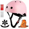 Produktbild: Alsterwell Kinderhelm Kinder Fahrradhelm EN1078 CE Certified, Verstellbarer Kinnriemen, 3D DIY & Reflektierende Aufkleber, Sporthelm für Roller & Inlineskates rosa M